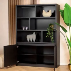 Kiara Vakkenkast 2-deur 6-vaks Zwart 138cm