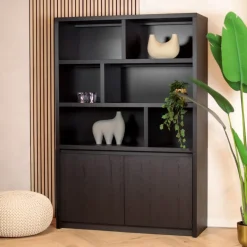 Kiara Vakkenkast 2-deur 6-vaks Zwart 138cm