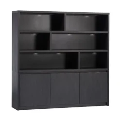 Kiara Vakkenkast 3-deur 6-vaks Zwart 202cm