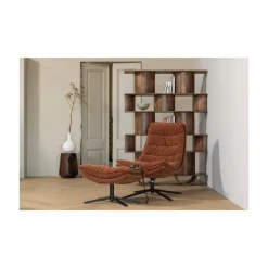 Kube Draaifauteuil met hocker bruin