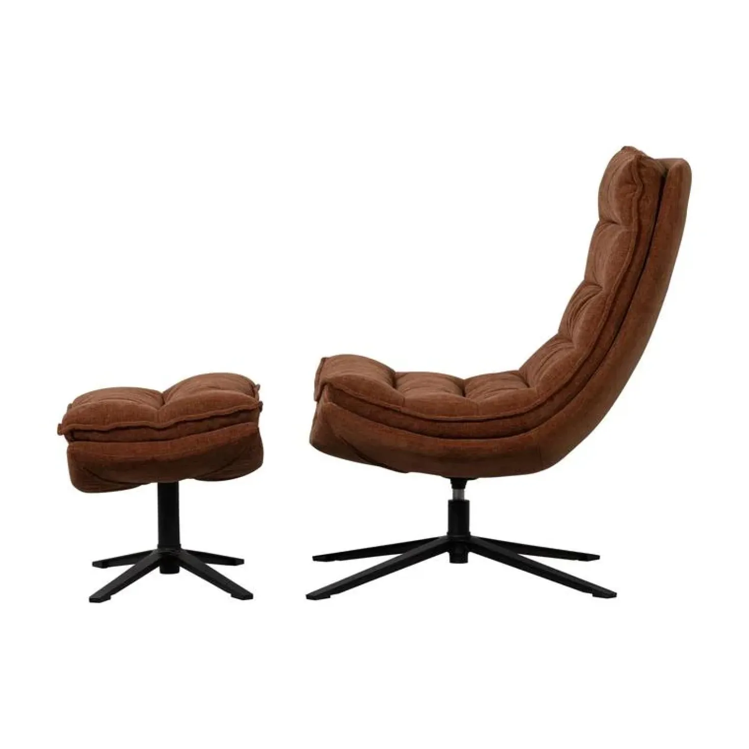 Kube Draaifauteuil met hocker bruin