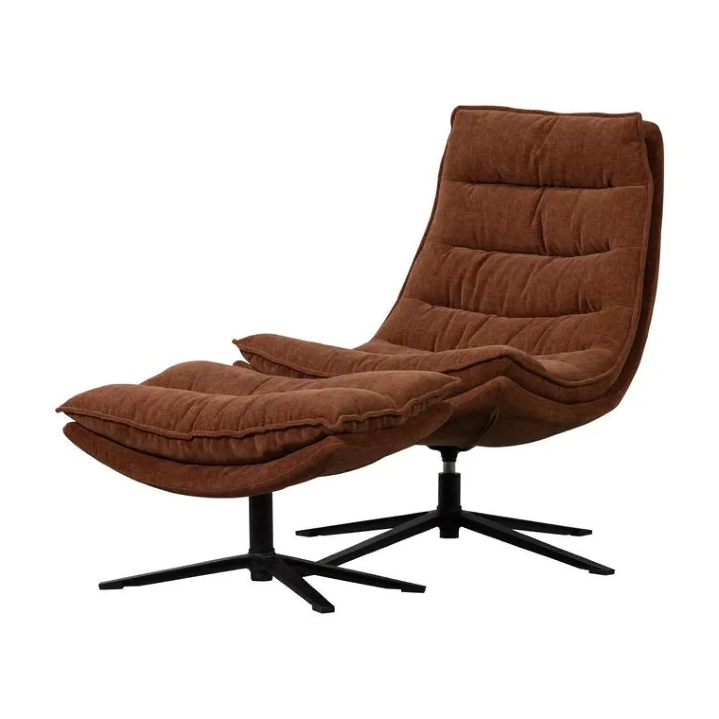 Kube Draaifauteuil met hocker bruin