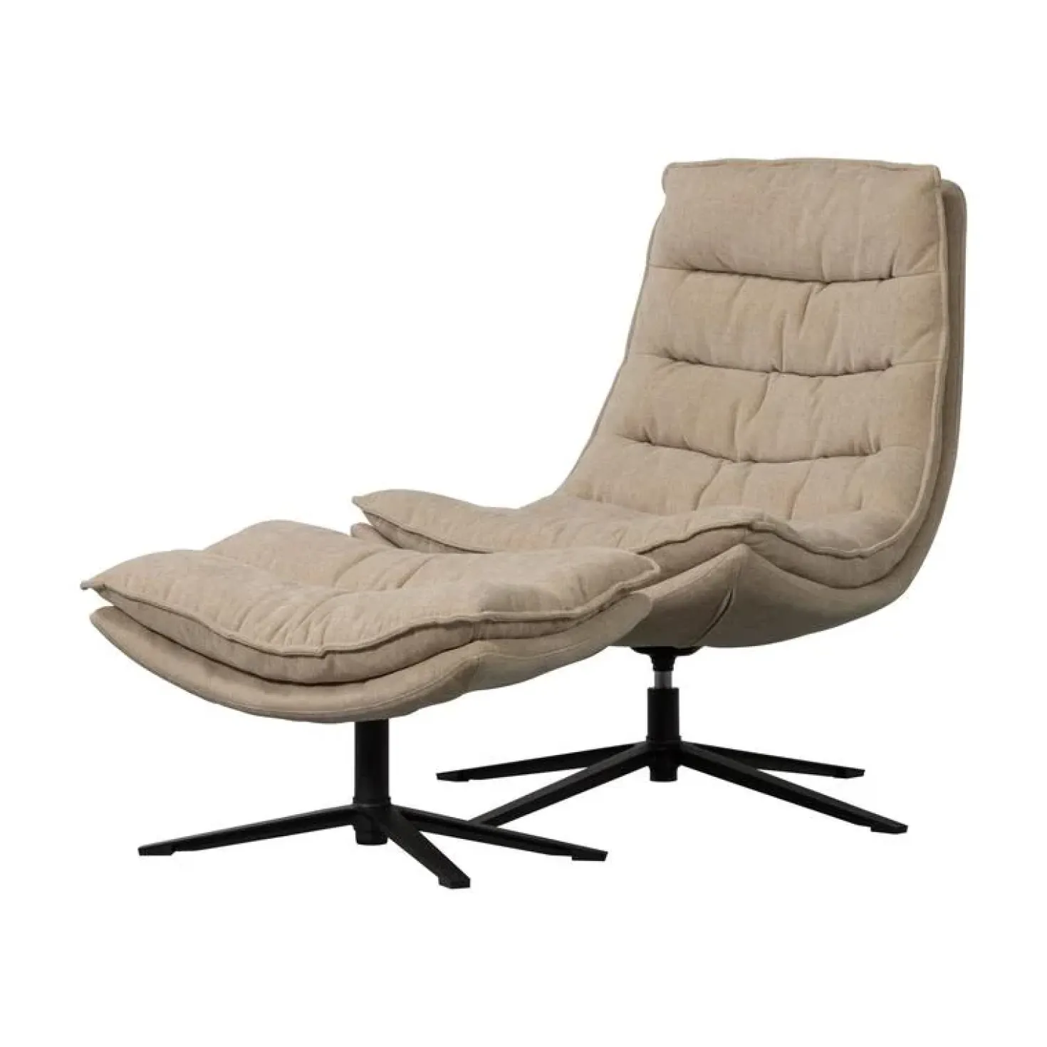 Kube Draaifauteuil met hocker naturel