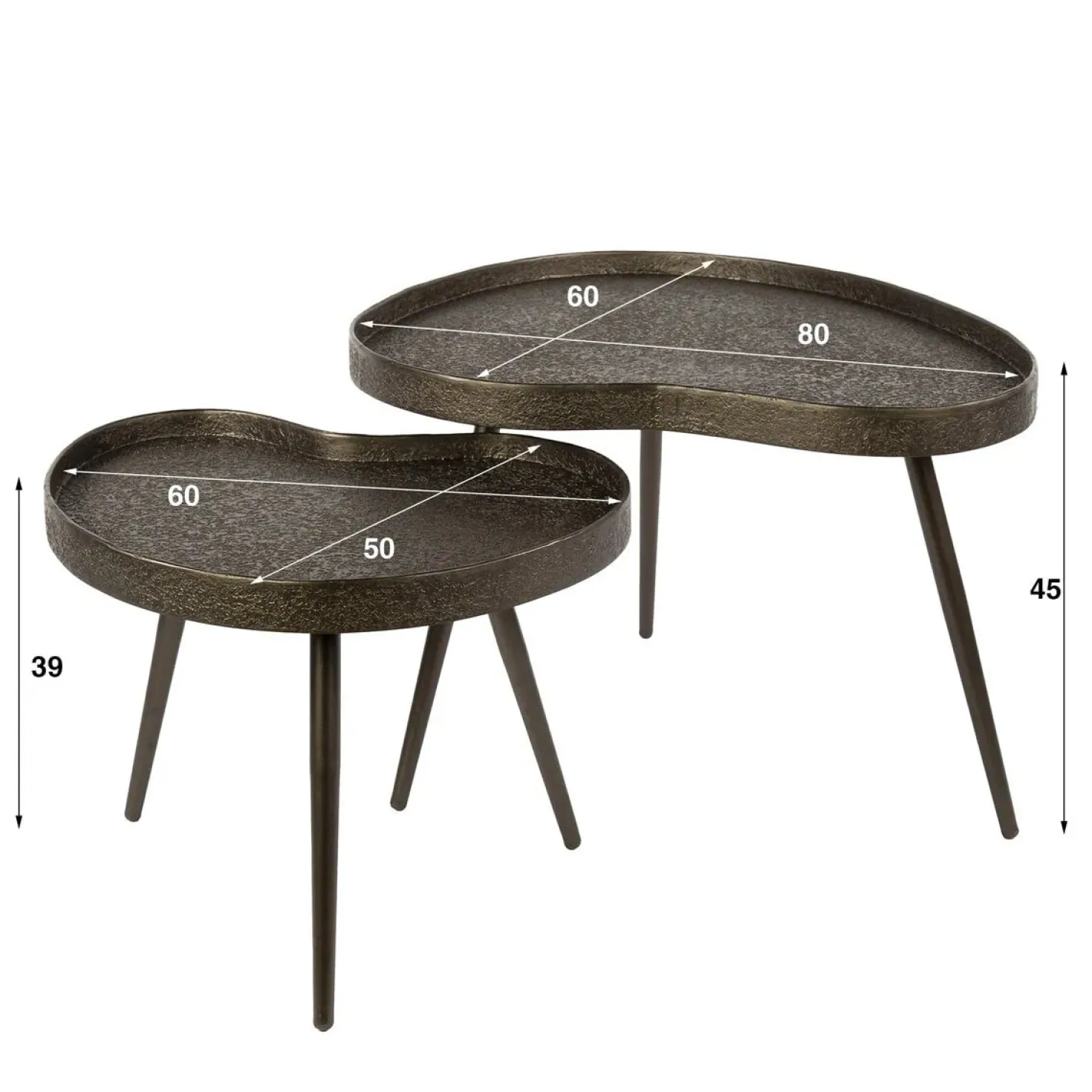 Kyra Salontafel set van 2 niervormig Brons