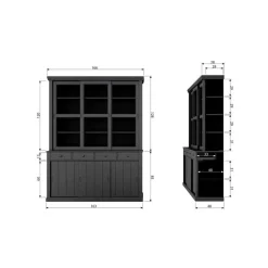 Lagos Buffetkast grenen zwart 166cm
