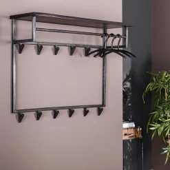 Lanco kapstok hoog industrieel 100cm 12 haken zwart