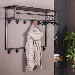 Lanco kapstok hoog industrieel 100cm 12 haken zwart