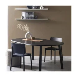 Lange Jan Uitschuifbare eettafel rond eiken blacknight 120/160/200cm