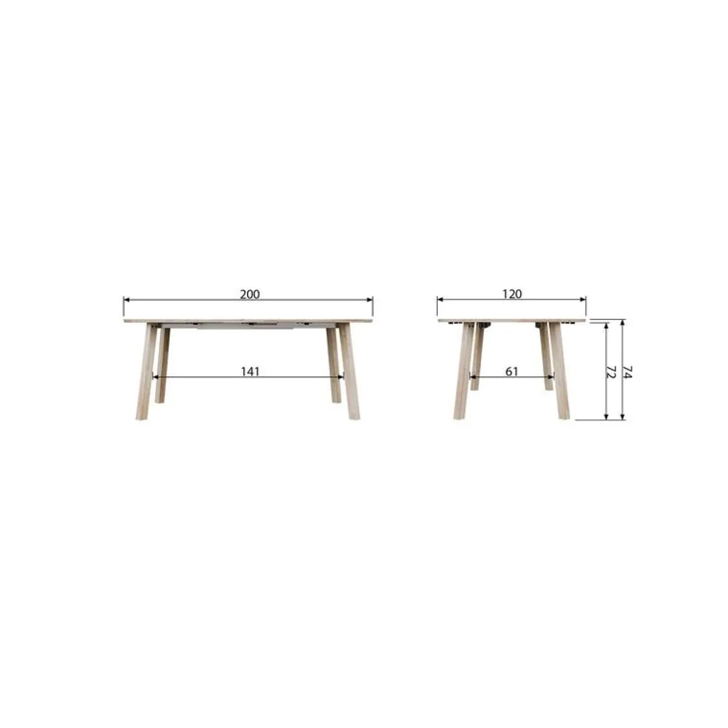 Lange Jan Uitschuifbare eettafel rond eiken blacknight 120/160/200cm