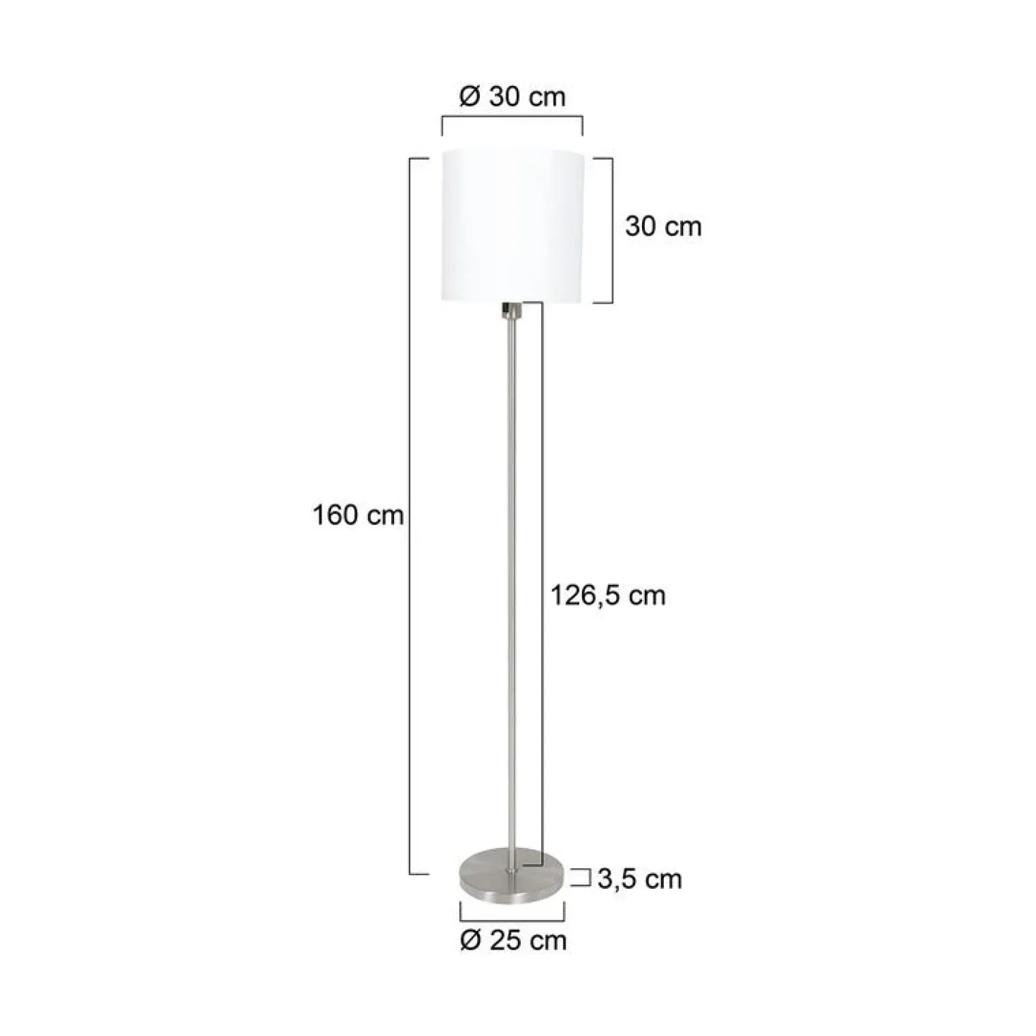 Larry 1-lichts Vloerlamp Staal