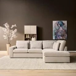 Lena Bank 2,5 zits Links + Ottomane rechts Beige