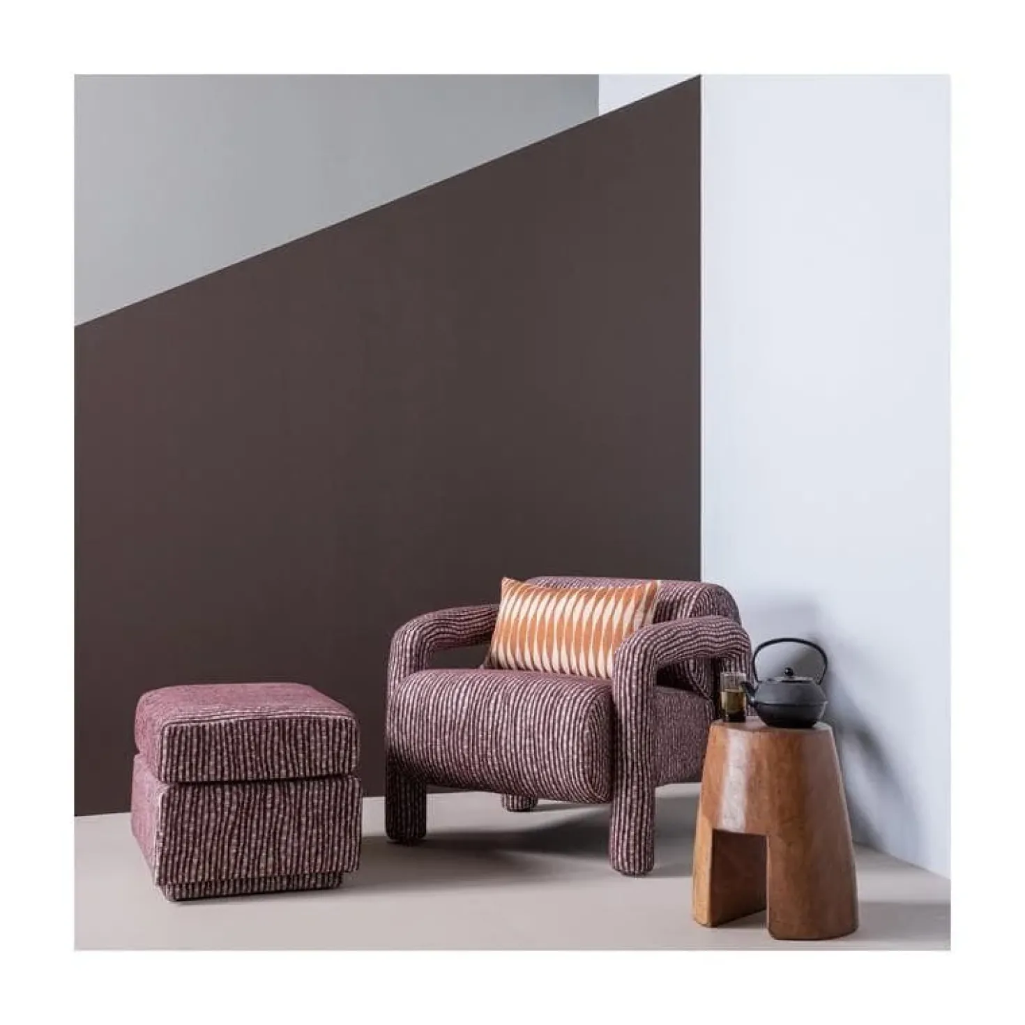 Lenny Fauteuil Dessin Bordeauxrood