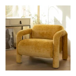 Lenny Fauteuil grove textuur goud/geel