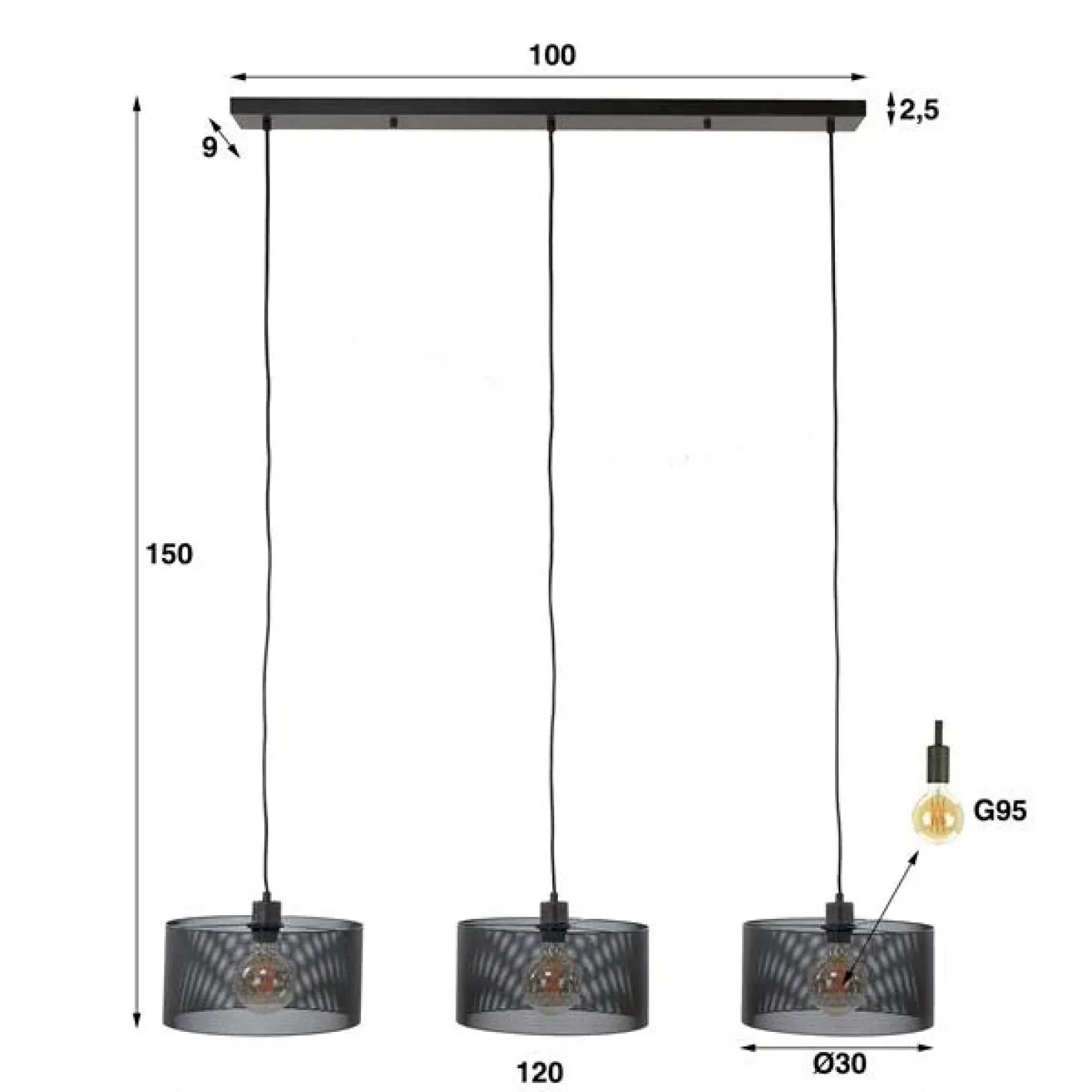 Leo 3-lichts hanglamp