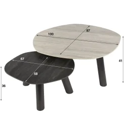 Lex Salontafel set van 2 log keramiek travertin