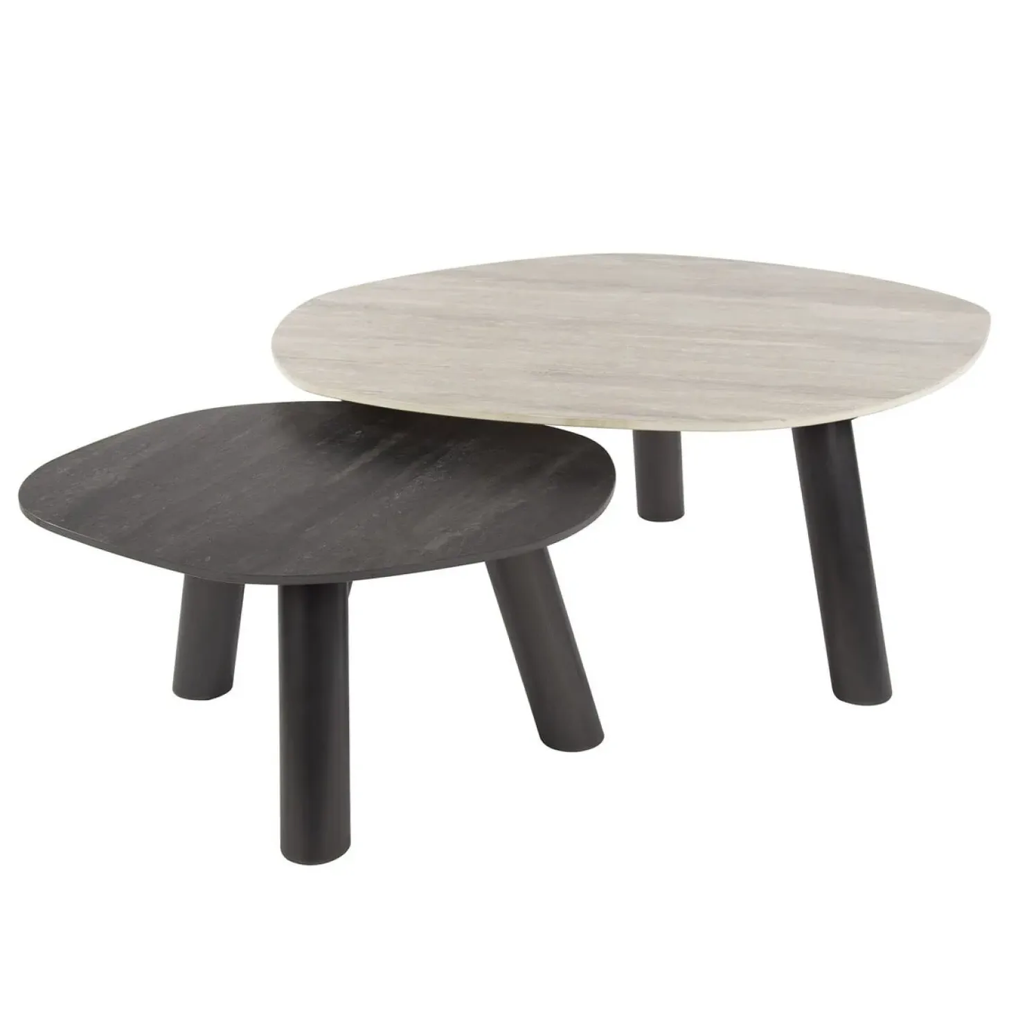 Lex Salontafel set van 2 log keramiek travertin