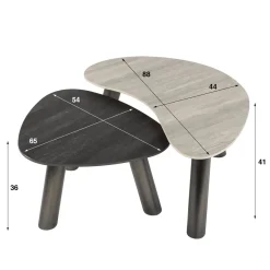Lex Salontafel set van 2 organisch keramiek travertin
