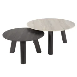 Lex Salontafel set van 2 rond keramiek travertin