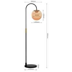 Liam 1-lichts Vloerlamp Amber glas