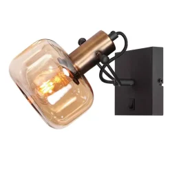 Lior 1-lichts Wandlamp Brons Amberglas