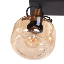 Lior 2-lichts Wandlamp Brons Amberglas