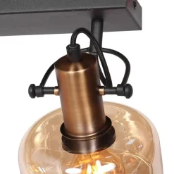 Lior 2-lichts Wandlamp Brons Amberglas