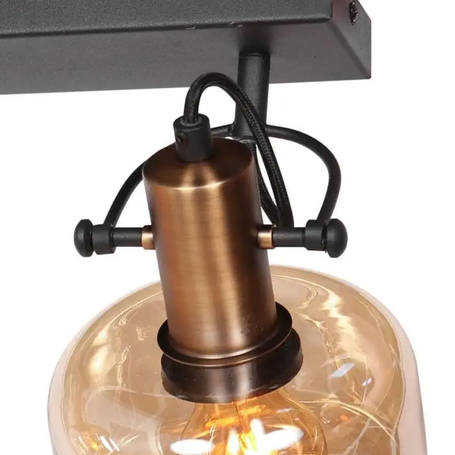 Lior 2-lichts Wandlamp Brons Amberglas