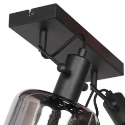 Lior 2-lichts Wandlamp Zwart Smoke Glas