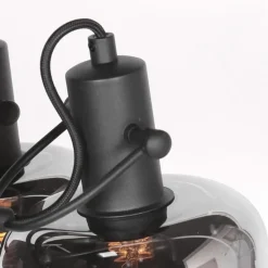 Lior 2-lichts Wandlamp Zwart Smoke Glas