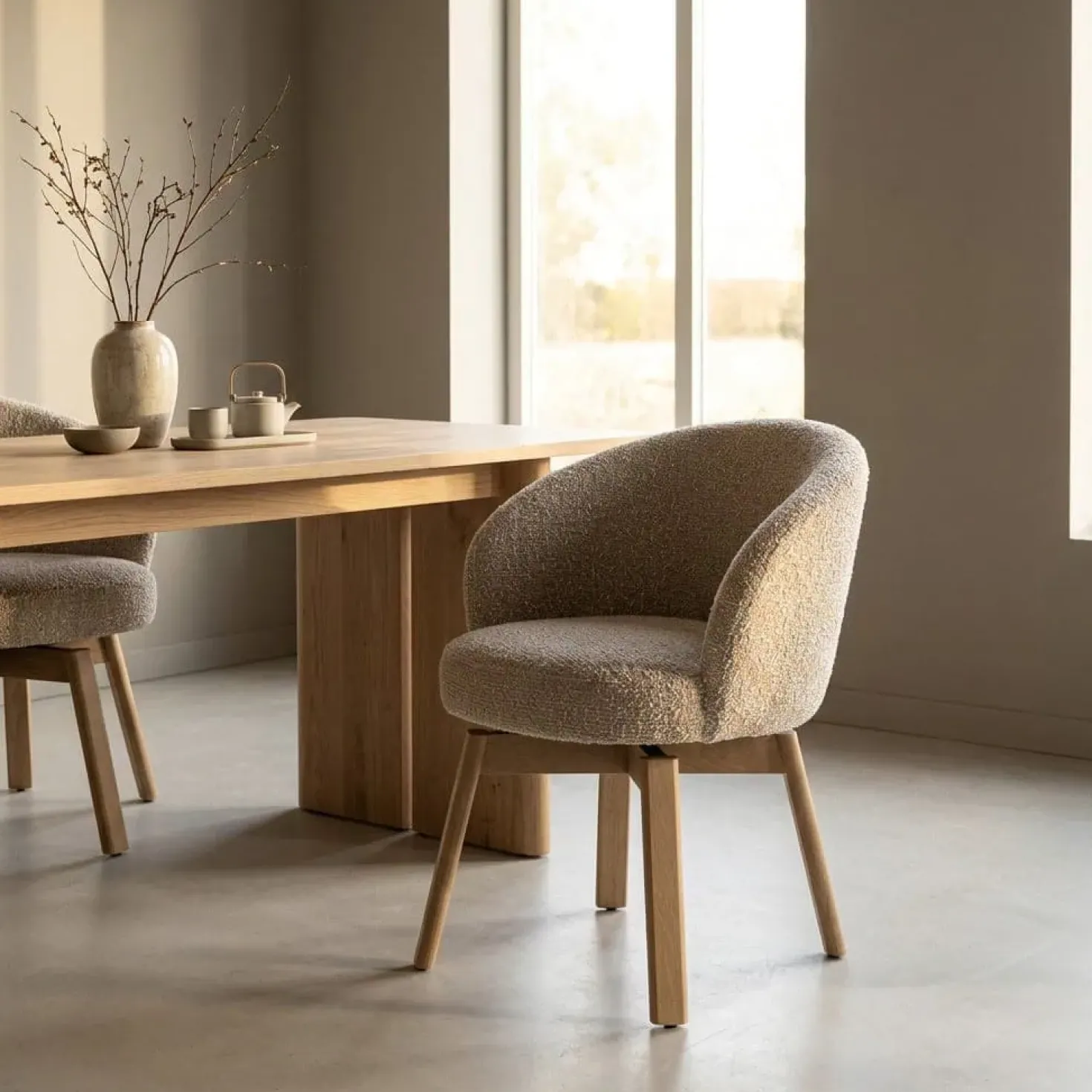 Livia Eetkamerstoel Taupe stof