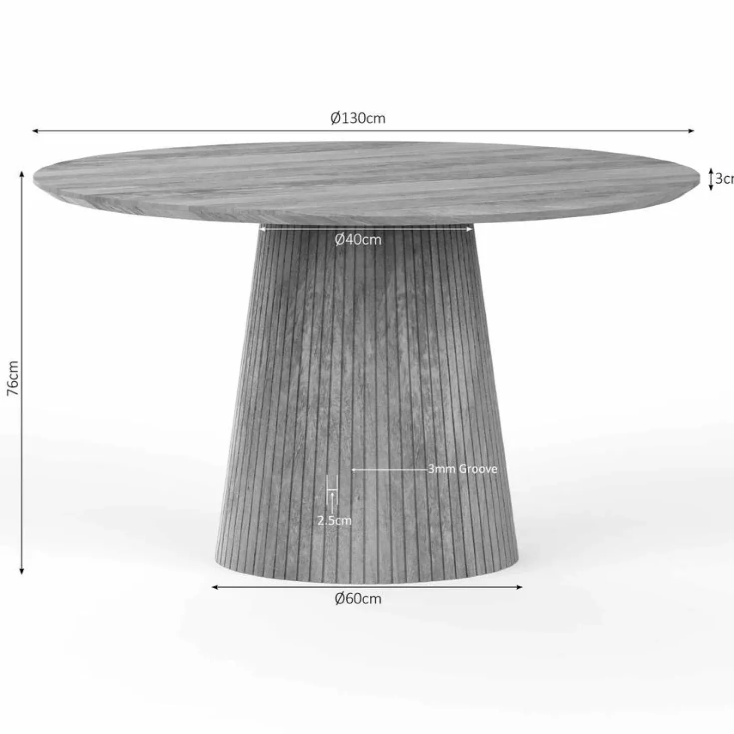 Livia Eettafel Rond Taupe 130cm