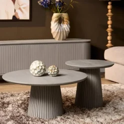 Livia Salontafel Rond Taupe 80cm