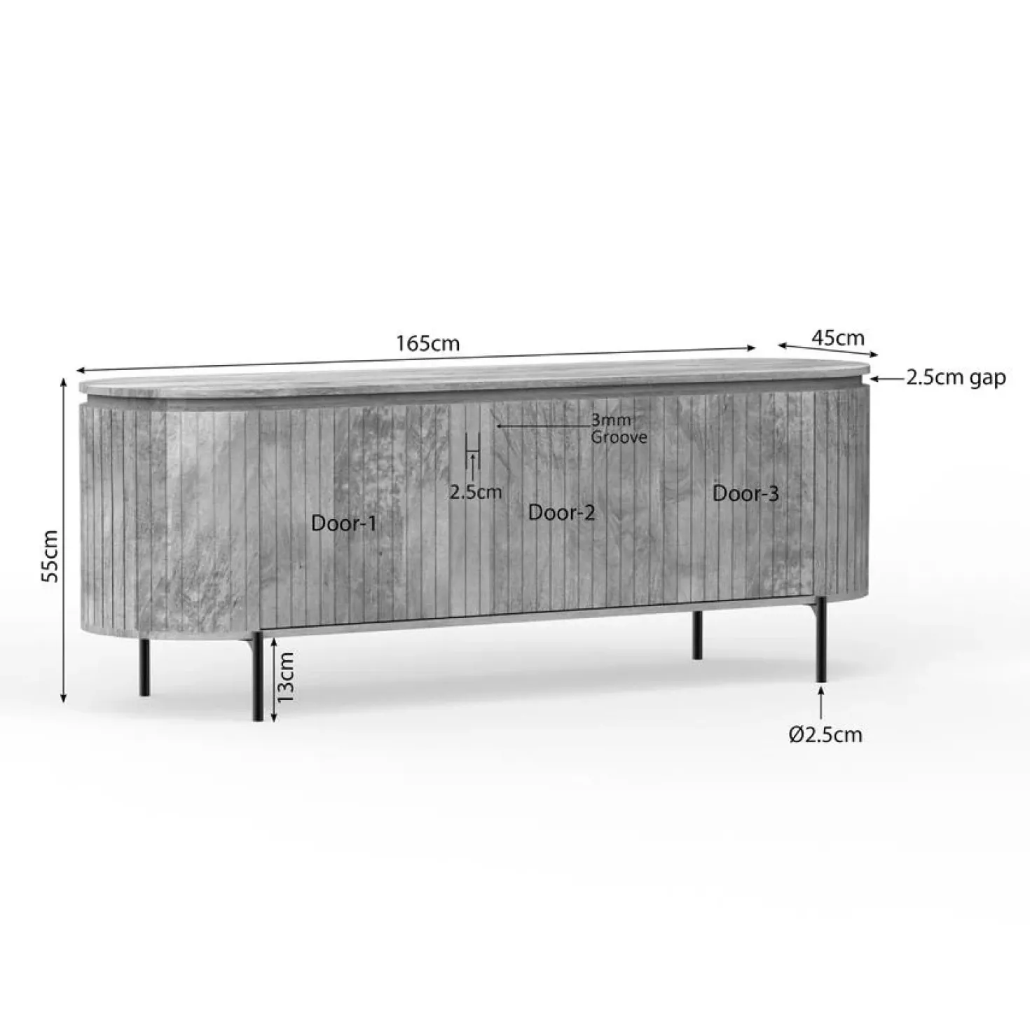 Livia Tv meubel Naturel 165cm