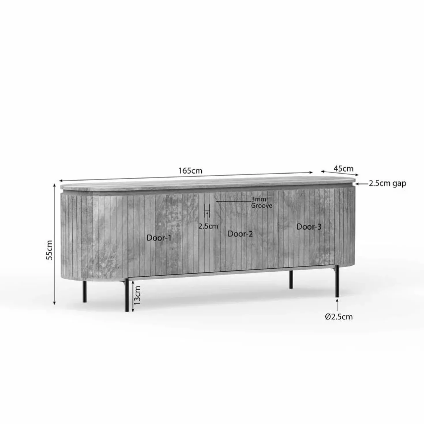 Livia Tv meubel Taupe 165cm
