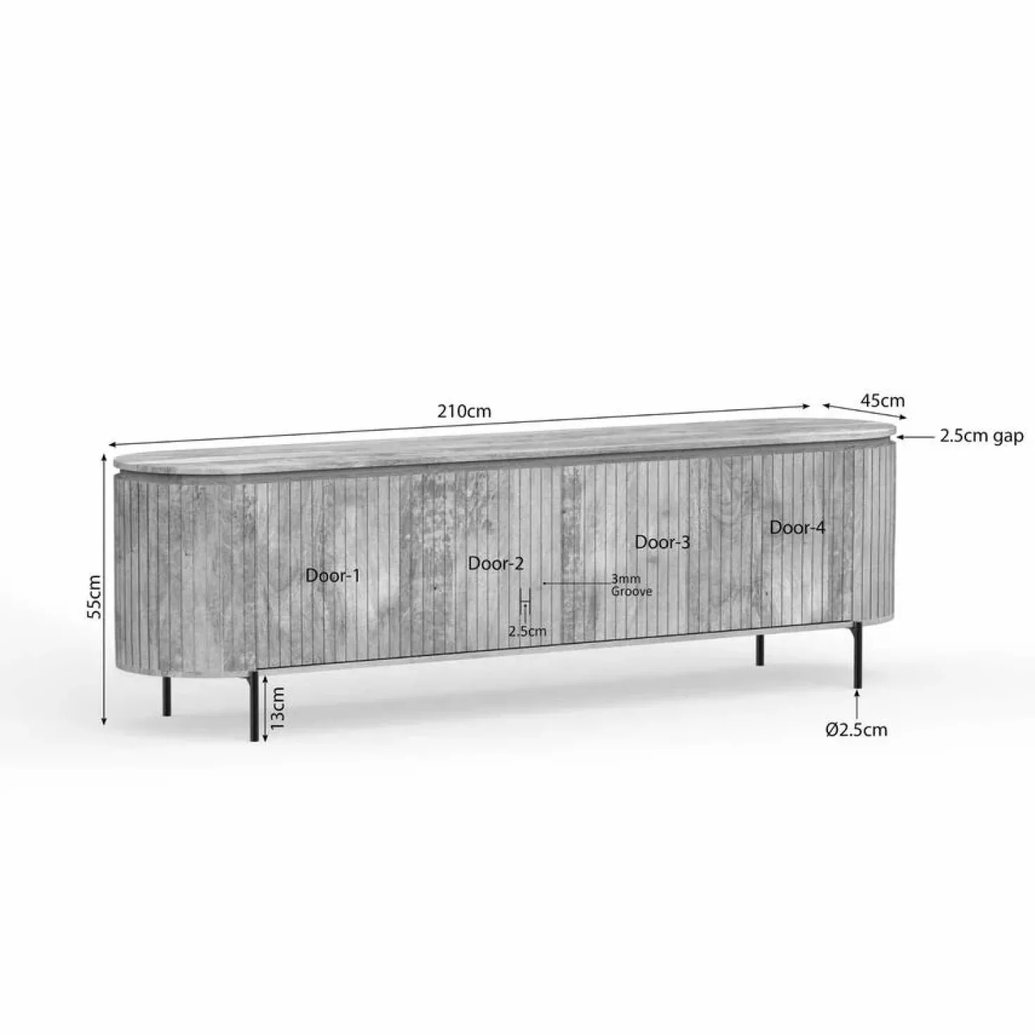 Livia Tv meubel Taupe 210cm
