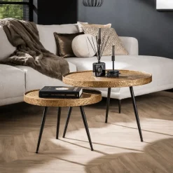 Loavie salontafelset van 2 industrieel brons