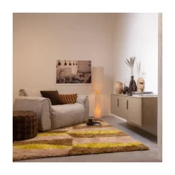 Loft 2-lichts Vloerlamp metaal/bouclé naturel met stippen