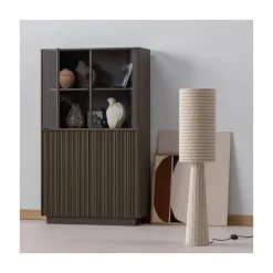 Loft 2-lichts Vloerlamp metaal/bouclé naturel met strepen