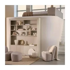 Lofty Hocker bouclé grijs