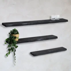 Londo wandplank zwevend Zwart Mangohout 80cm