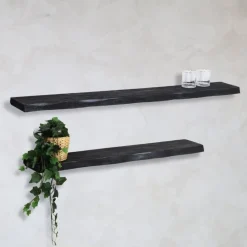 Londo wandplank zwevend Zwart Mangohout 100cm