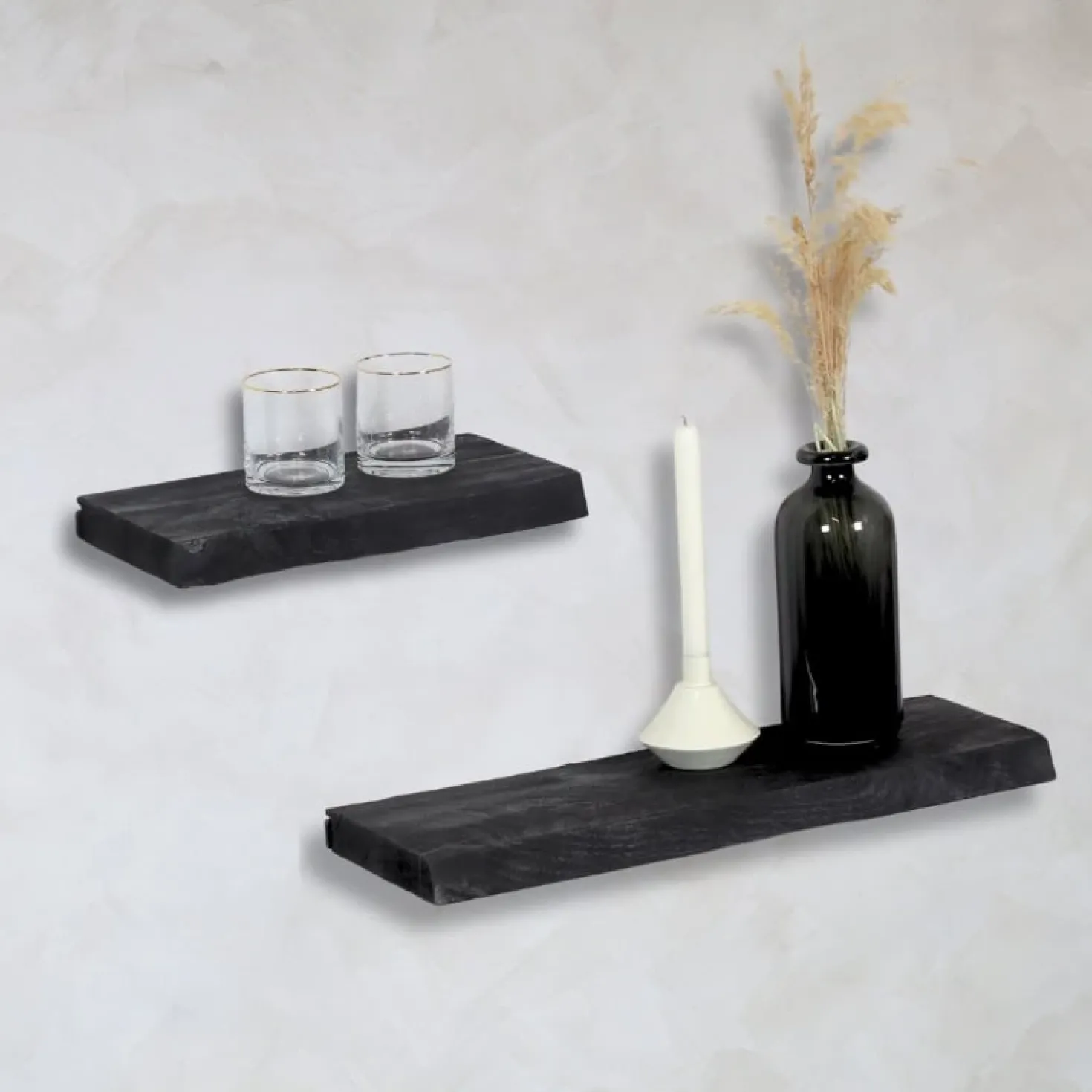 Londo wandplank zwevend Zwart Mangohout 60cm