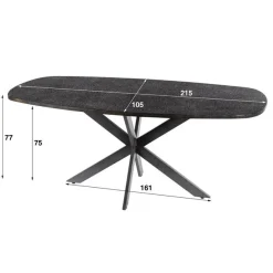 Lopez Eettafel deens ovaal Metallic grijs 215cm