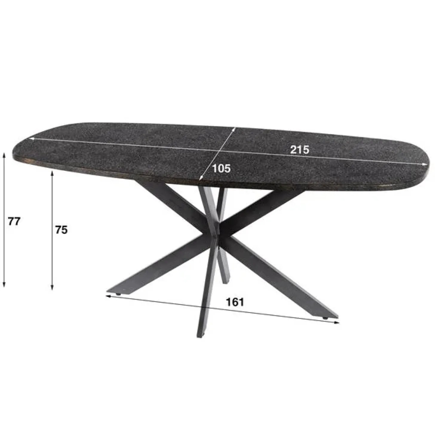 Lopez Eettafel deens ovaal Metallic grijs 215cm