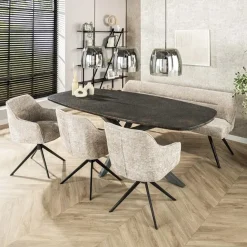 Lopez Eettafel deens ovaal Metallic grijs 215cm