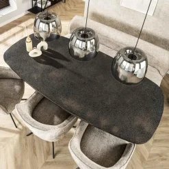 Lopez Eettafel deens ovaal Metallic grijs 215cm