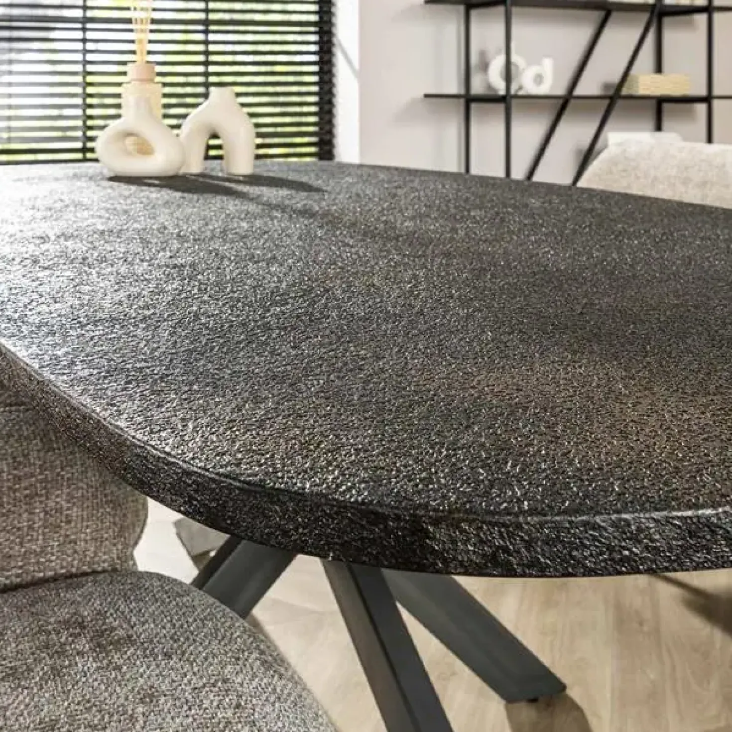 Lopez Eettafel deens ovaal Metallic grijs 215cm