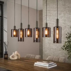 Luca 6-lichts Hanglamp Bruin