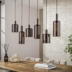 Luca 6-lichts Hanglamp Bruin