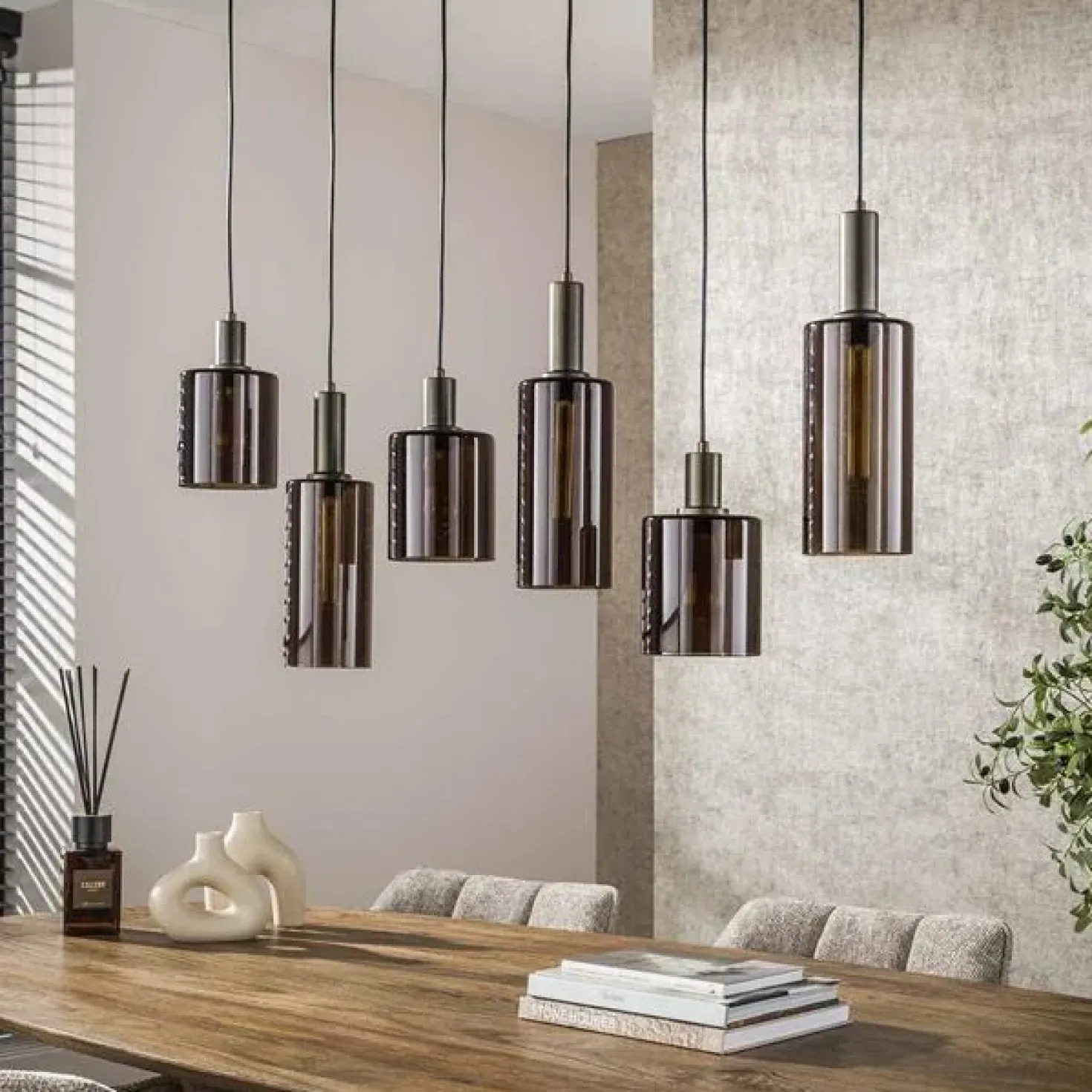 Luca 6-lichts Hanglamp Bruin